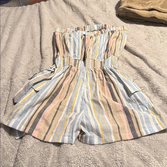 Striped Women's Romper - Picture 2 of 3